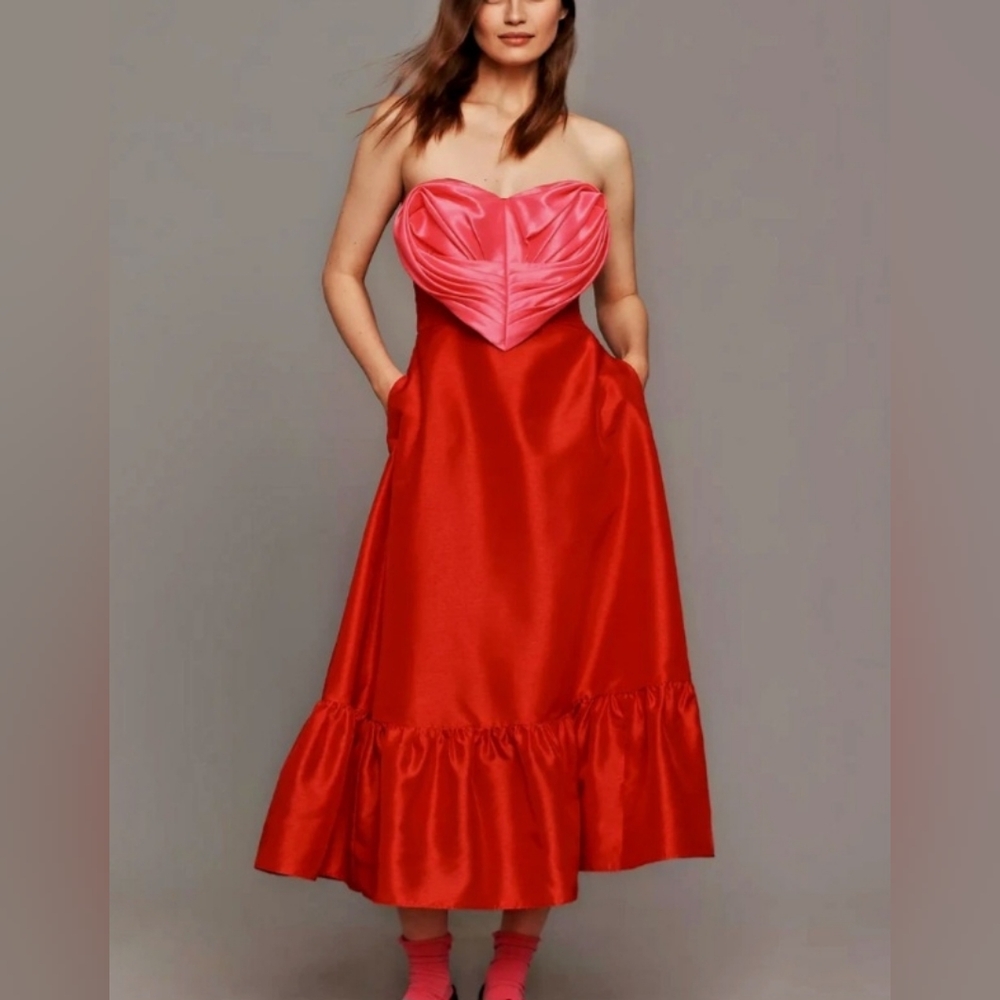 New Anthropologie Hutch Strapless Heart Maxi Dress Size 12